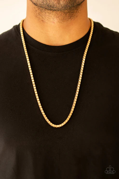 2-Piece Oversized Gold Cubed Box Chain Link Urban Set#5779