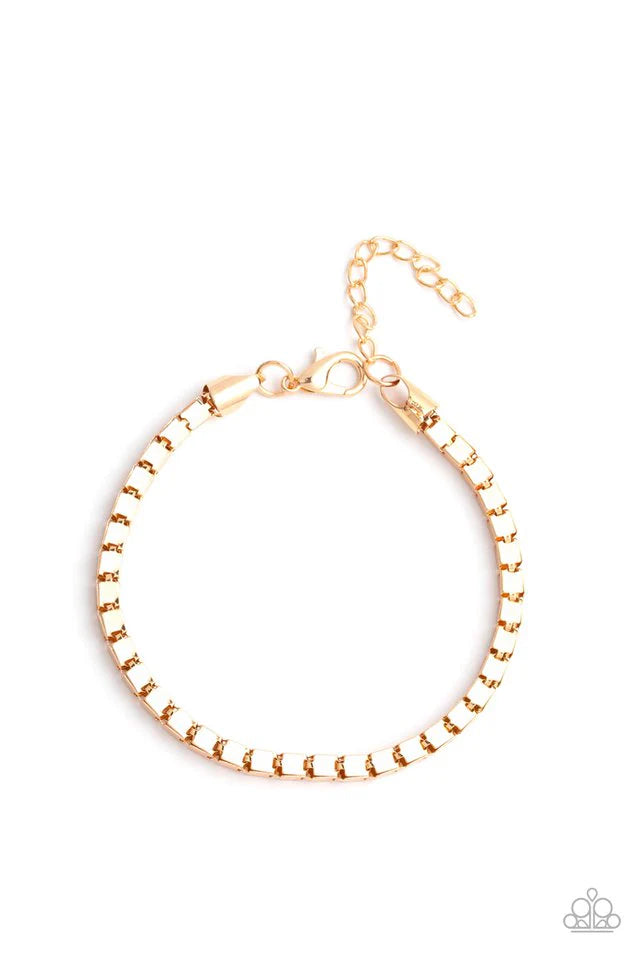 2-Piece Oversized Gold Cubed Box Chain Link Urban Set#5779