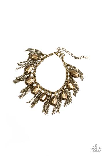 2-Piece Brass Faceted Teardrop Free-Fall Chain Fringe Set SET#7135