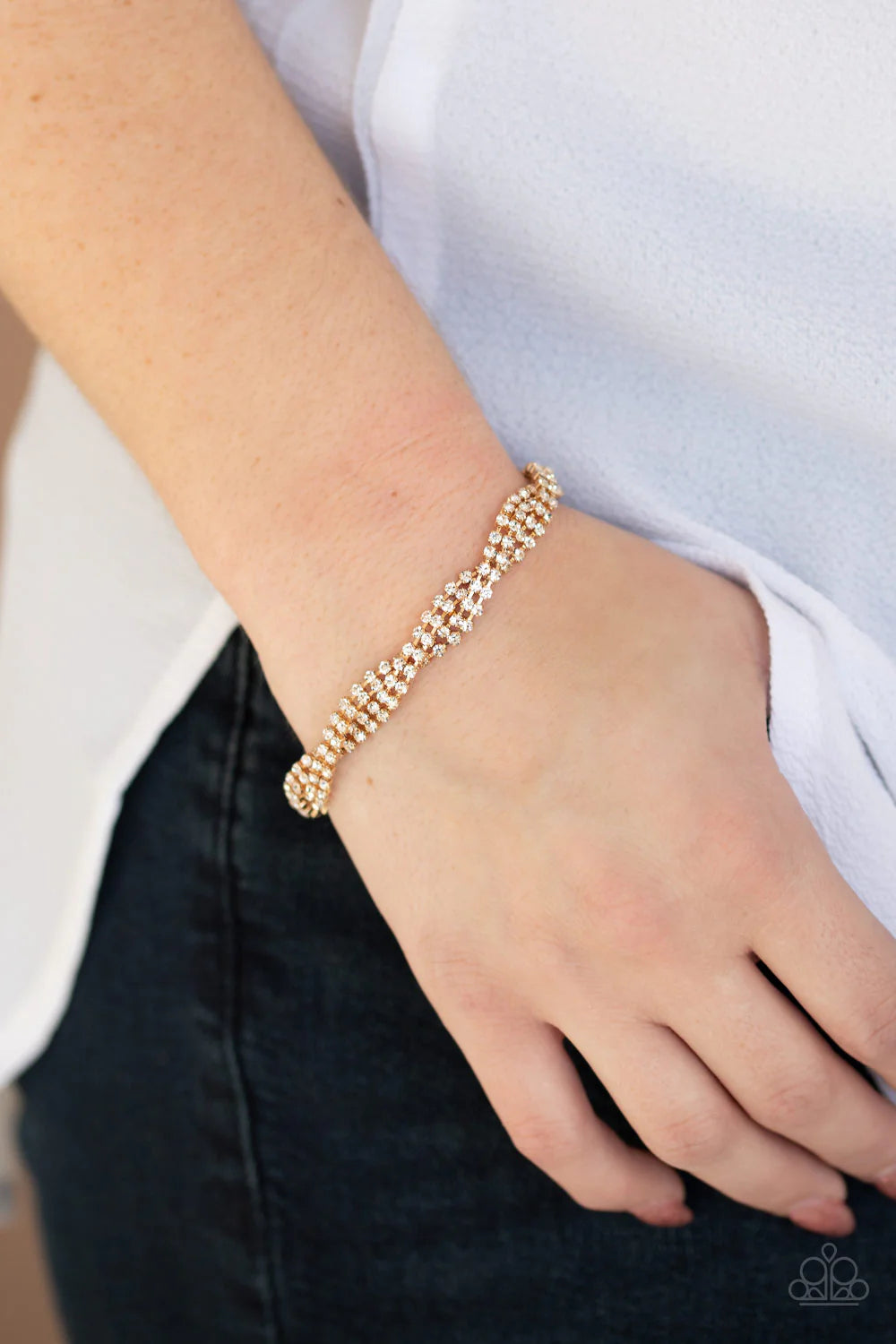 Braided Twilight - Gold Braided Encrusted Bracelet B#7136