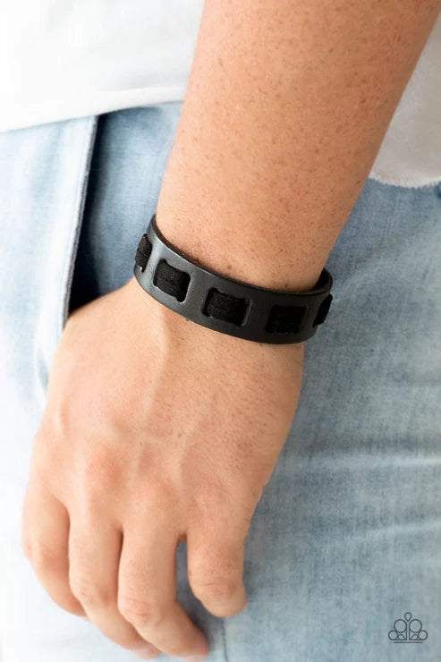 Bring Out The WEST In You - Black Leather Suede Lace Urban Bracelet B#4205