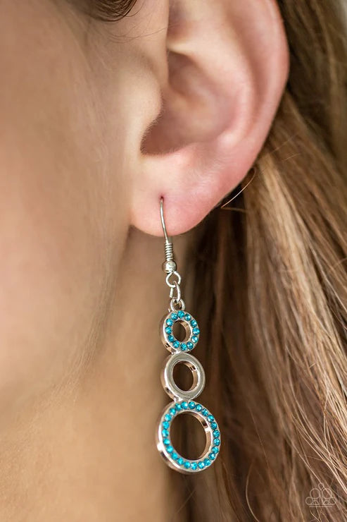Bubble Bustle - Bubbly Blue Connected Circle Encrusted Earrings E#167