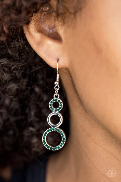 Bubble Bustle - Bubbly Green Connected Circle Encrusted Earrings E#5721
