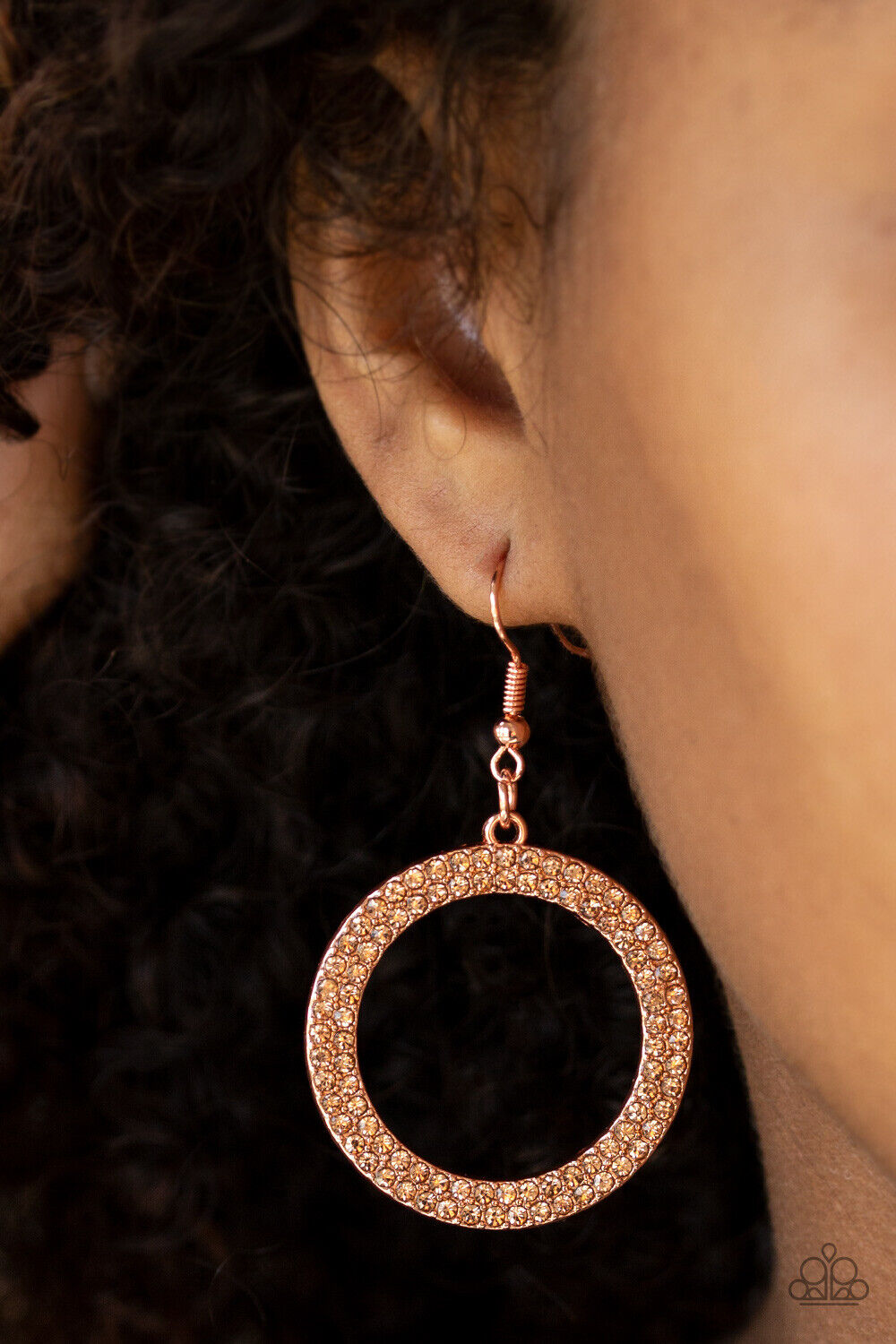 Bubbly Babe - Bubbly Copper/Peach Encrusted Circle Earrings E#3053