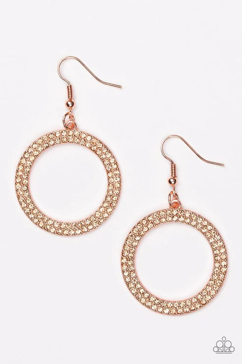 Bubbly Babe - Bubbly Copper/Peach Encrusted Circle Earrings E#3053