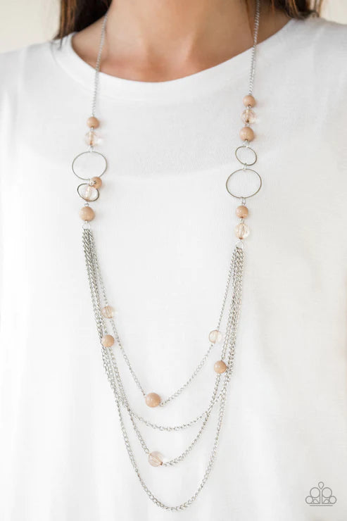 Bubbly Bright - Bubbly Brown/Glassy Hoop/Chains Necklace N#4538