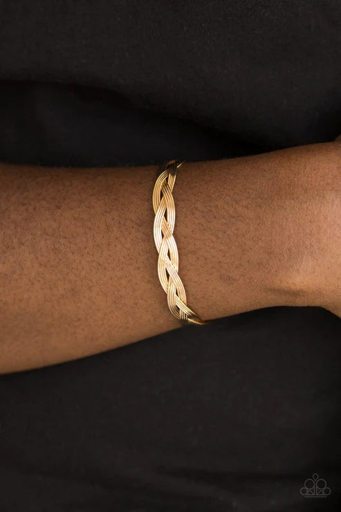 Business As Usual - Gold  Braided Wire Cuff Bracelet B#5821