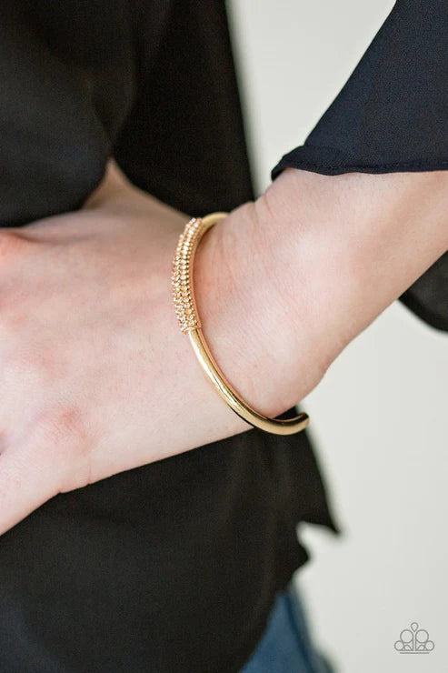 CACHE Only - Gold/Peach Encrusted Cuff Bracelet B#5784