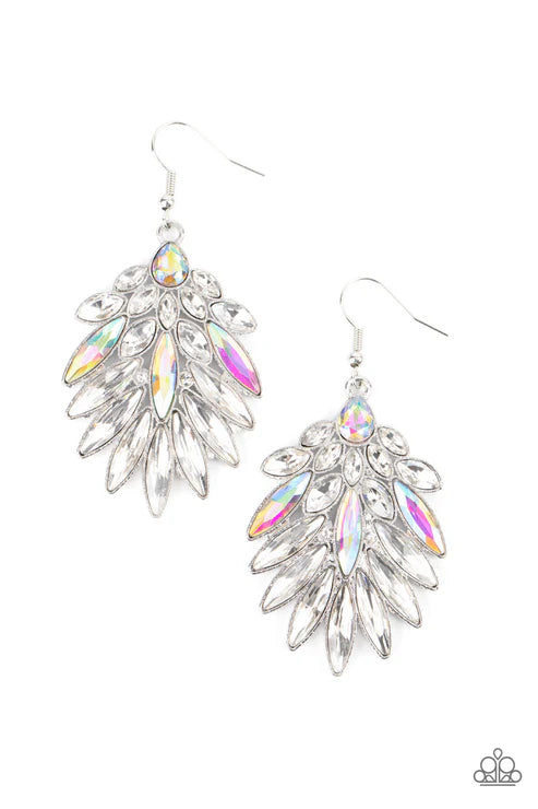 COSMIC-politan - Oversized Multi Iridescent Marquise Cut Fan Teardrop Earrings E#6725