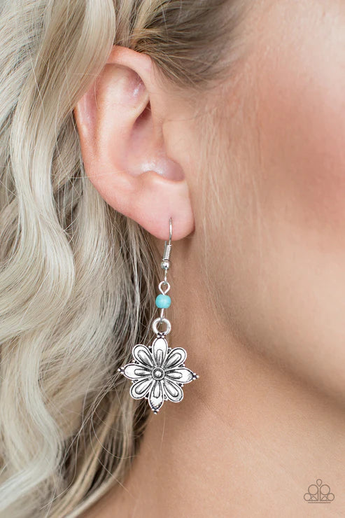Cactus Blossom - Blue 3D Cactus Blossom Stone Earrings E#3975