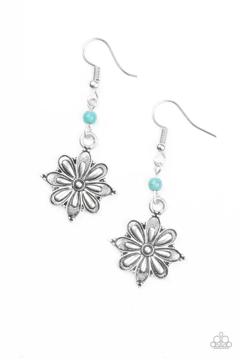 Cactus Blossom - Blue 3D Cactus Blossom Stone Earrings E#3975
