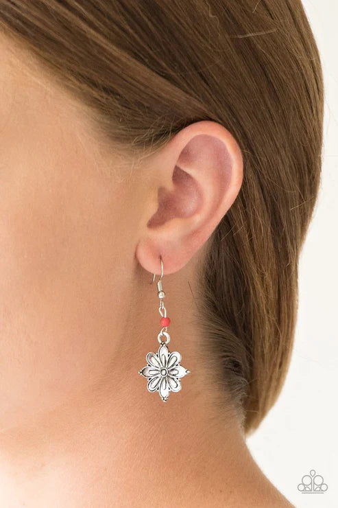 Cactus Blossom - Red 3D Cactus Blossom Stone Earrings E#3640