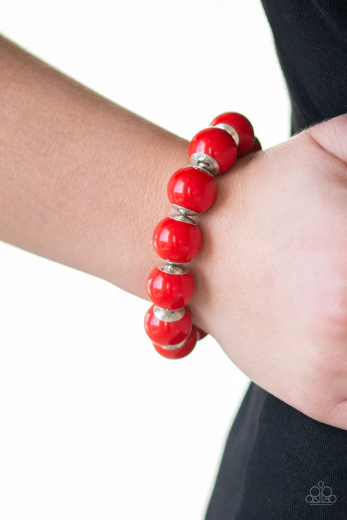 Candy Shop Sweetheart - Oversized Red (Fiery) Metallic Accent Bracelet B#7407