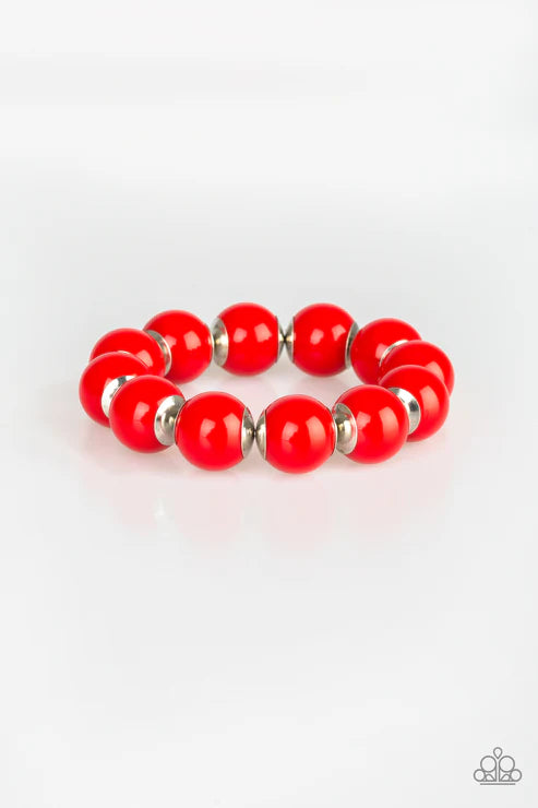 Candy Shop Sweetheart - Oversized Red (Fiery) Metallic Accent Bracelet B#7407