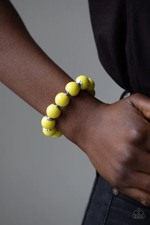 Candy Shop Sweetheart - Oversized Yellow (Sunny) Metallic Accent Bracelet B#5855