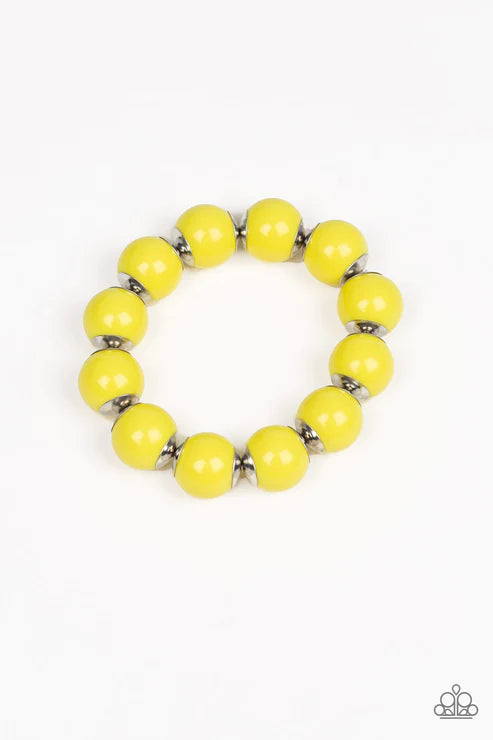 Candy Shop Sweetheart - Oversized Yellow (Sunny) Metallic Accent Bracelet B#5855
