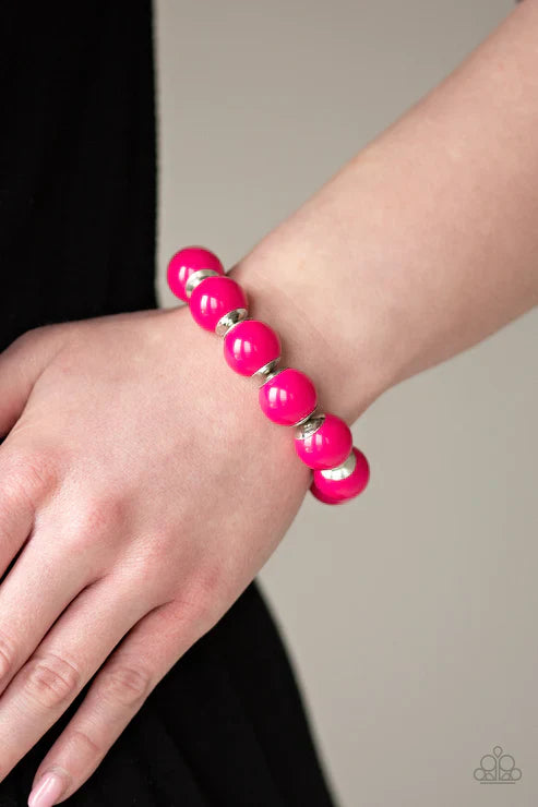 Candy Shop Sweetheart - Oversized Pink Metallic Accent Bracelet B#7412