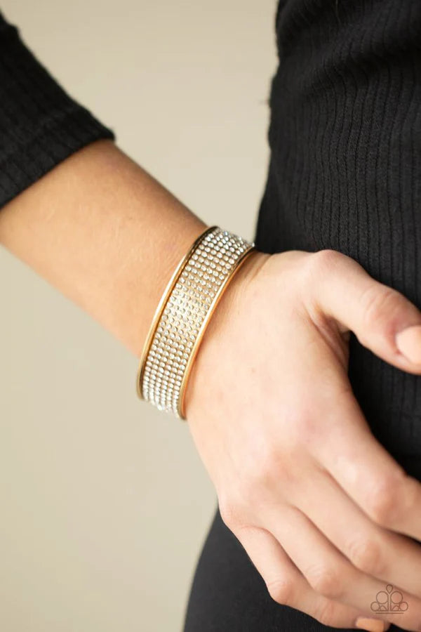 Cant Believe Your ICE - Oversize Gold Encrusted Cuff Bracelet B#6821