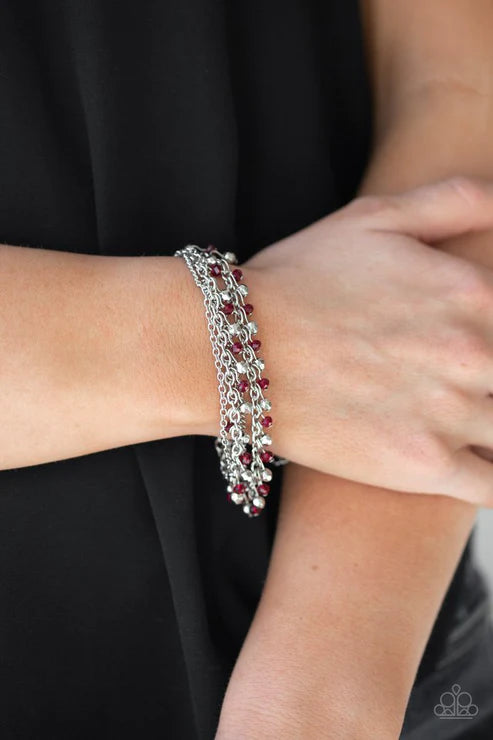 Cash Confidence - Red/Silver Crystal Fringe Bracelet B#5762