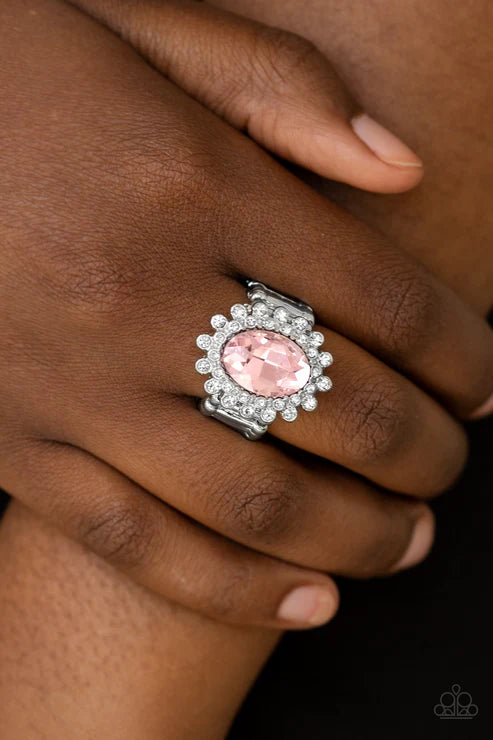 Castle Chic - Pink Encrusted Floral Petal Spin Ring R#6407