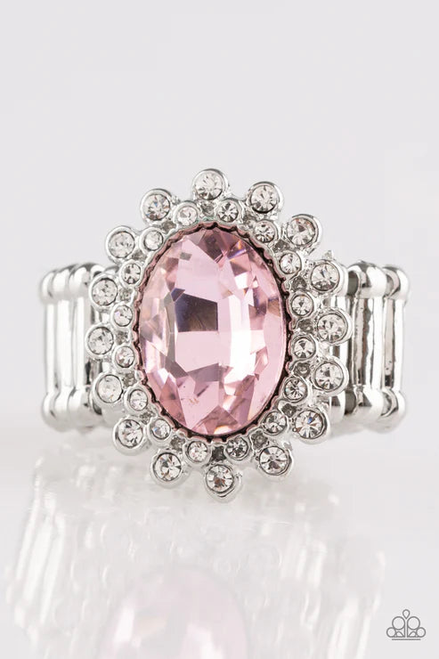 Castle Chic - Pink Encrusted Floral Petal Spin Ring R#6407