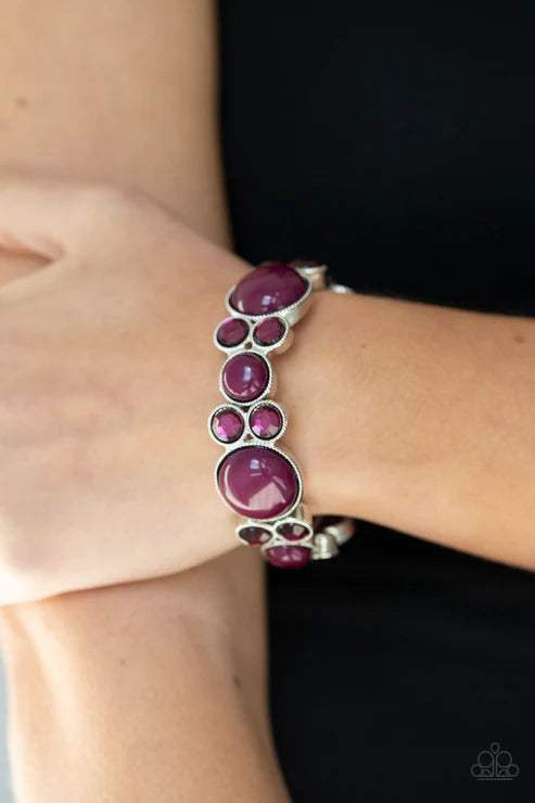 Celestial Escape - Magenta Purple Mismatched Encrusted Bracelet B#7017