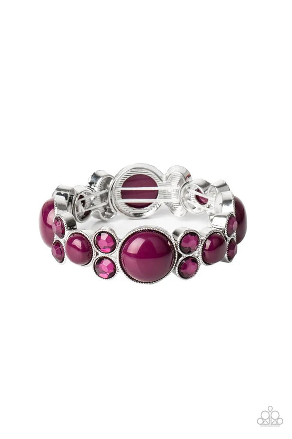 Celestial Escape - Magenta Purple Mismatched Encrusted Bracelet B#7017