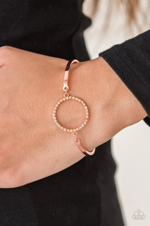 Center Of Couture - Copper Peach Encrusted Circular Bracelet B#5654