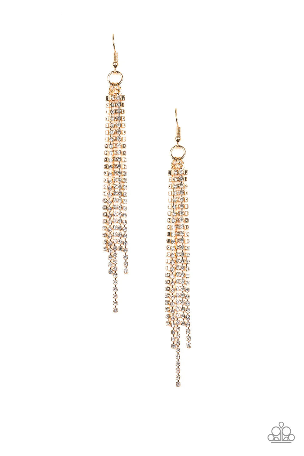 Center Stage Status - Oversized Gold Encrusted Freefall Tassel Earrings E#7137