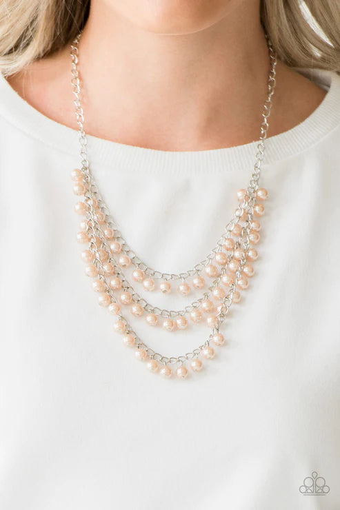 Chicly Classic - Bubbly Brown Trio Pearl Palette Necklace N#3815