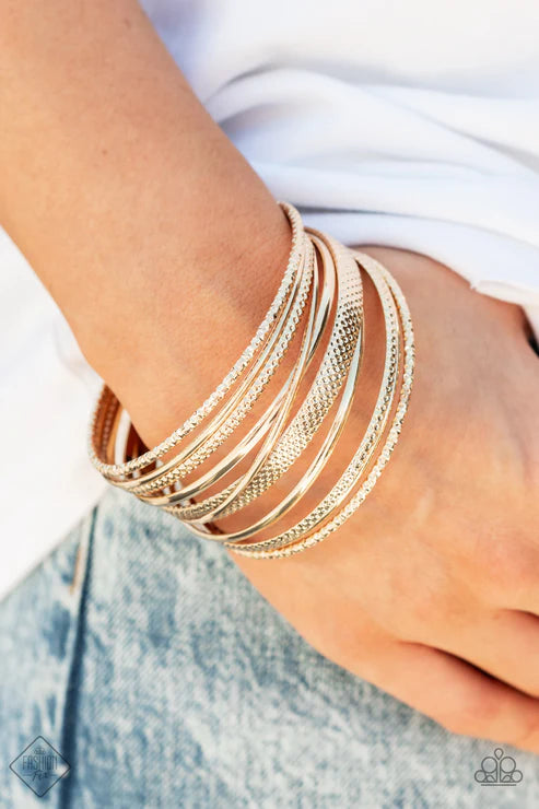 Circlet Circus - Gold Shimmer Smooth Textured Bangle Bracelet Stack B#6703