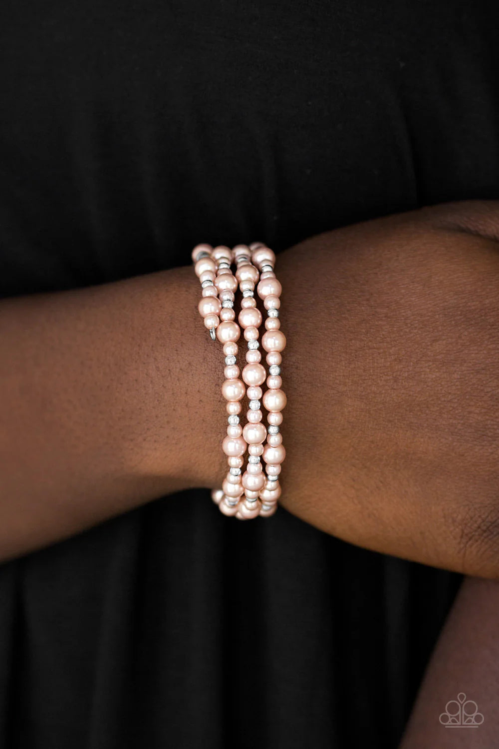 Classic Confidence - Brown Pearl Wire Coil Infinity Wrap Bracelet B#7108