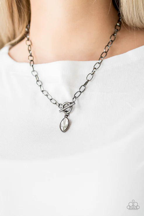 Club Sparkle - Black Marquise Cut Tiffany Clasp Necklace N#3219