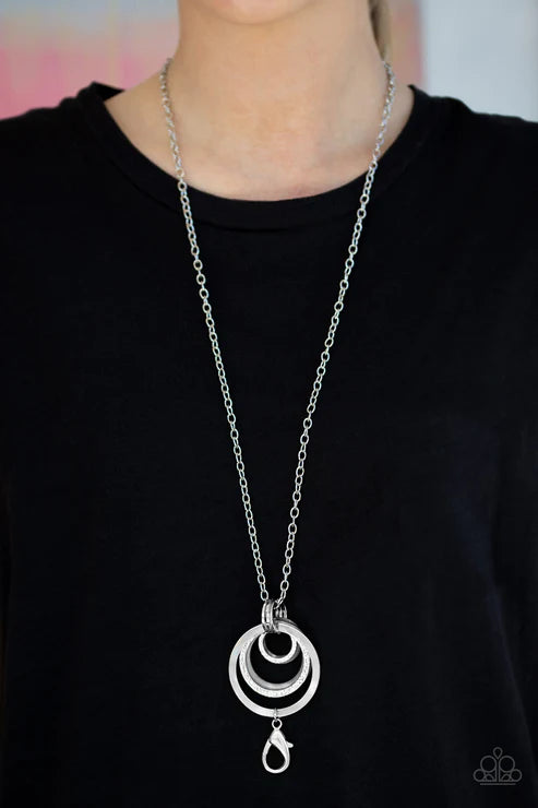Coast Coasting - Silver Iridescent Shell Mismatched Hoop Lanyard Necklace N#3582