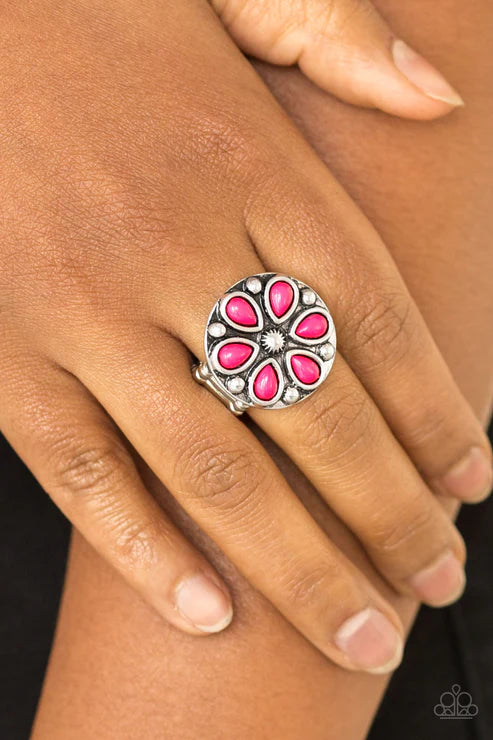 Color Me Calla Lily - Pink Studded Lily Floral Ring R#6302