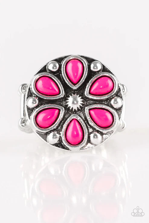 Color Me Calla Lily - Pink Studded Lily Floral Ring R#6302