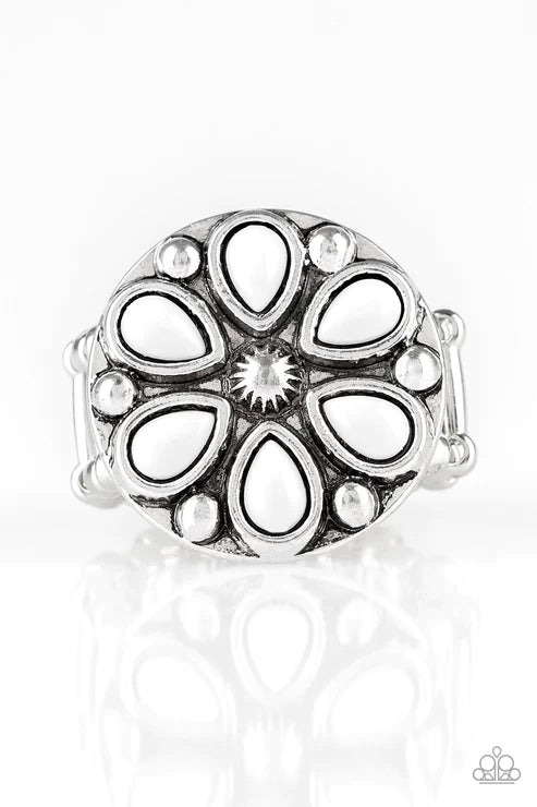 Color Me Calla Lily - White Studded Lily Floral Ring R#5877