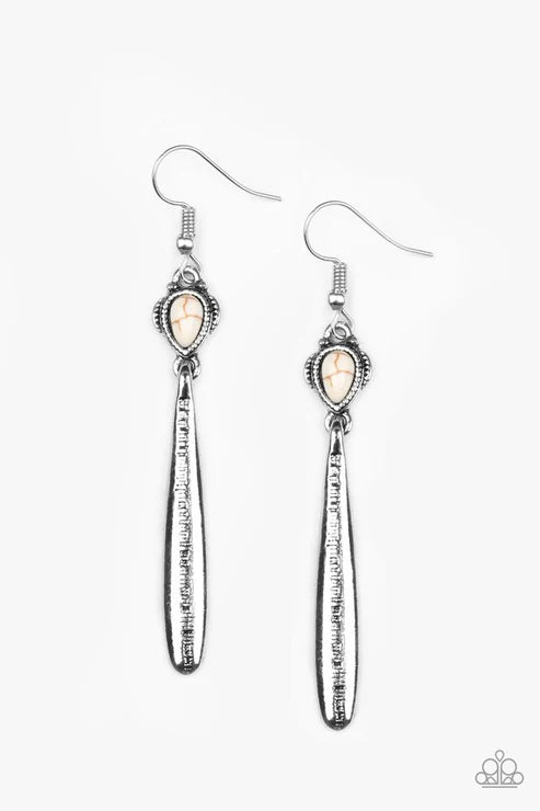 Colorfully Canyonland - White Textured Rod Stone Earrings E#1004