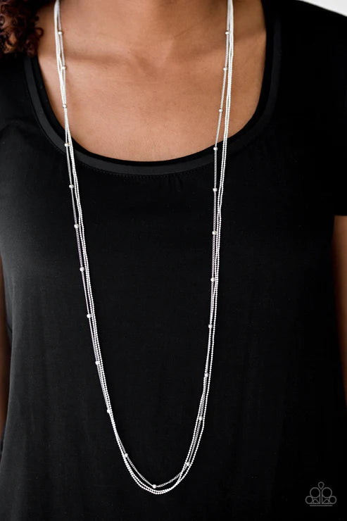 Colorfully Chic - White/Silver Satellite Ball Chain Industrial Necklace N#3683