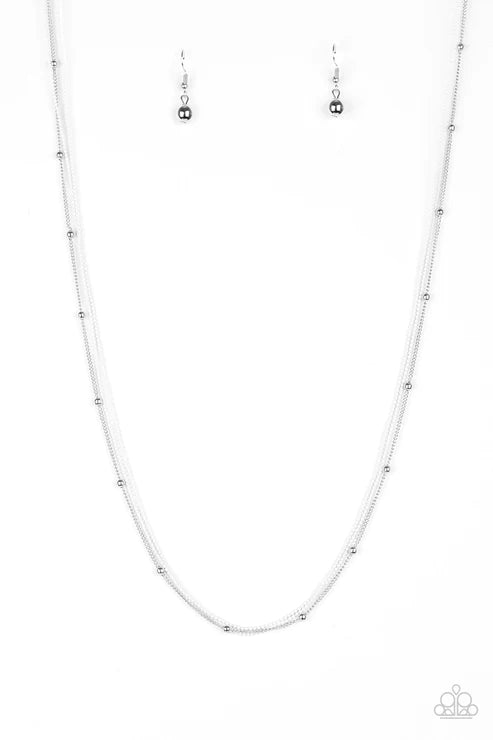 Colorfully Chic - White/Silver Satellite Ball Chain Industrial Necklace N#3683