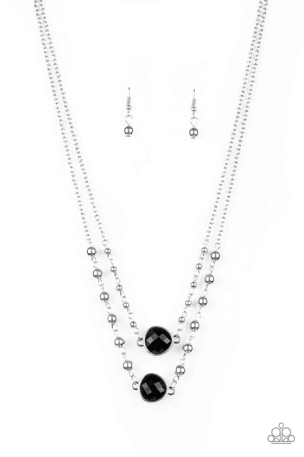 Colorfully Charming - Black Asymmetrical Dotted Faceted Teardrop Necklace N#7065