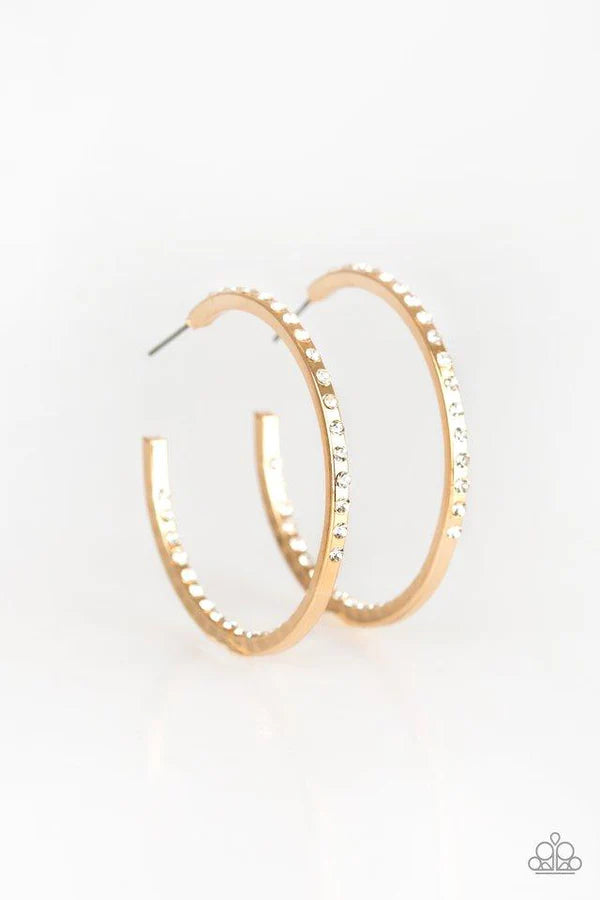Comin Into Money - Oversized Gold Encrusted In/Out Hoop Earrings E#6891