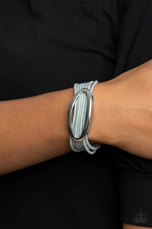 Corded Couture - Silver/Gray Oval Glide Along Cord Bracelet B#5853