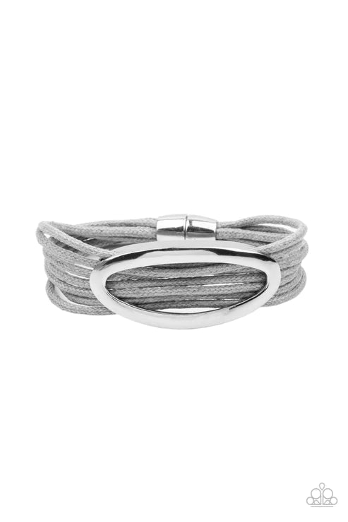 Corded Couture - Silver/Gray Oval Glide Along Cord Bracelet B#5853