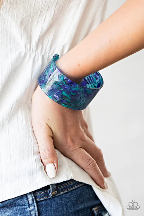 Cosmic Couture - Oversized Blue/Multi Watercolor Cuff Bracelet B#4207
