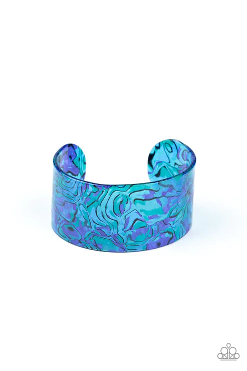 Cosmic Couture - Oversized Blue/Multi Watercolor Cuff Bracelet B#4207
