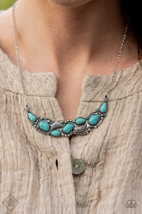3-Piece Blue Rustic Stone Asymmetrical Scalloped Floral/Feather Set SET#6660