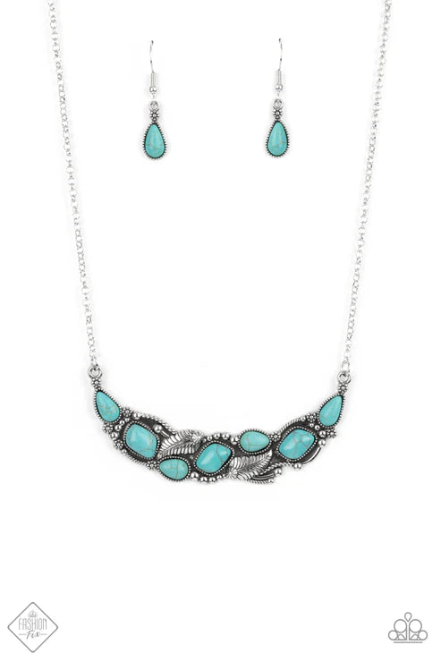 3-Piece Blue Rustic Stone Asymmetrical Scalloped Floral/Feather Set SET#6660