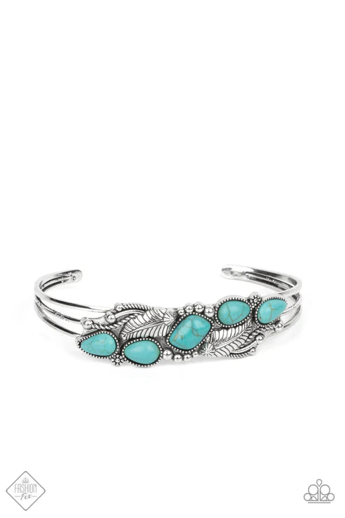 3-Piece Blue Rustic Stone Asymmetrical Scalloped Floral/Feather Set SET#6660