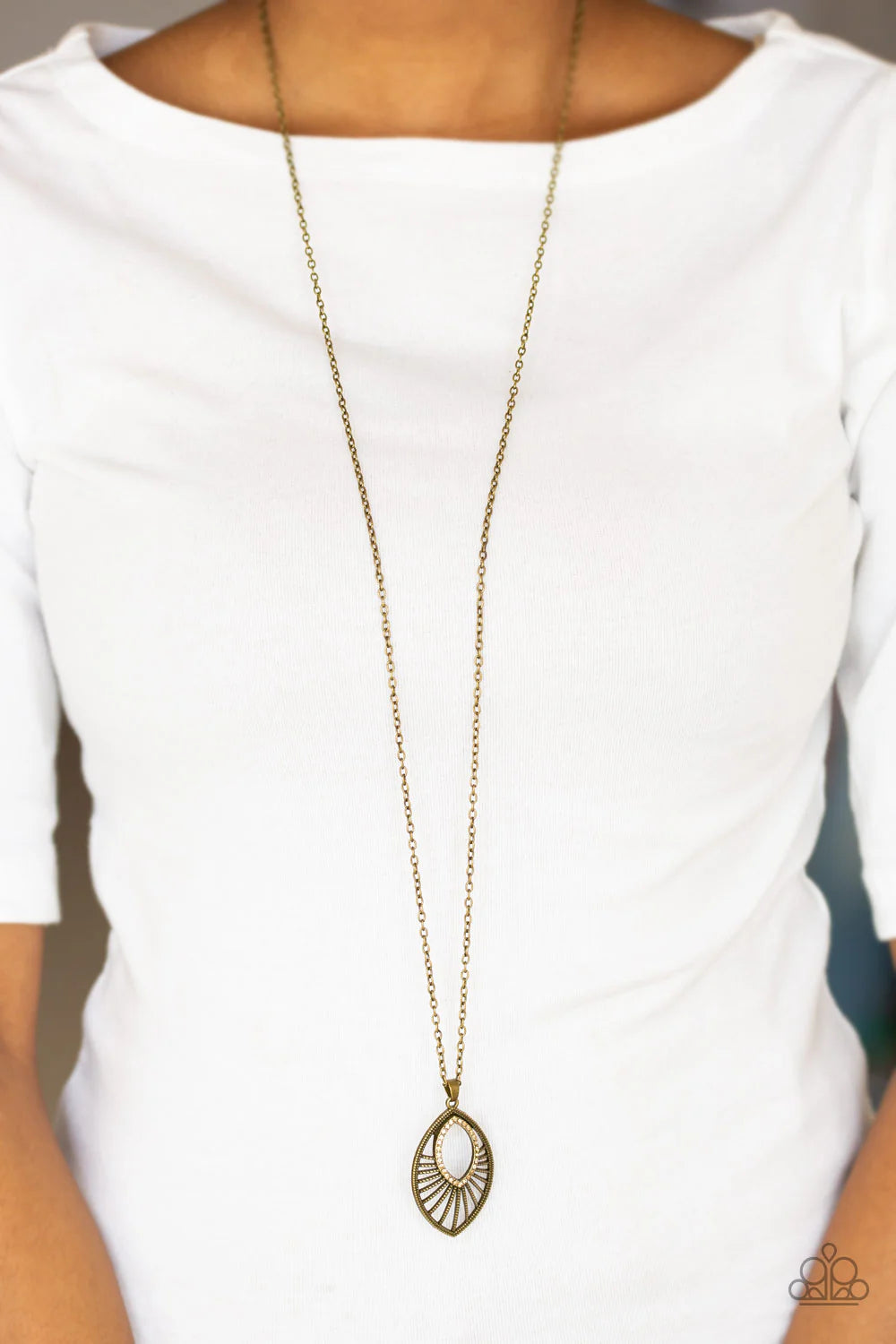 Court Couture - Brass Studded Topaz Encrusted Marquise Necklace N#7119